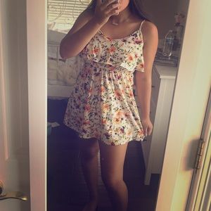 floral spaghetti strap ruffled dress